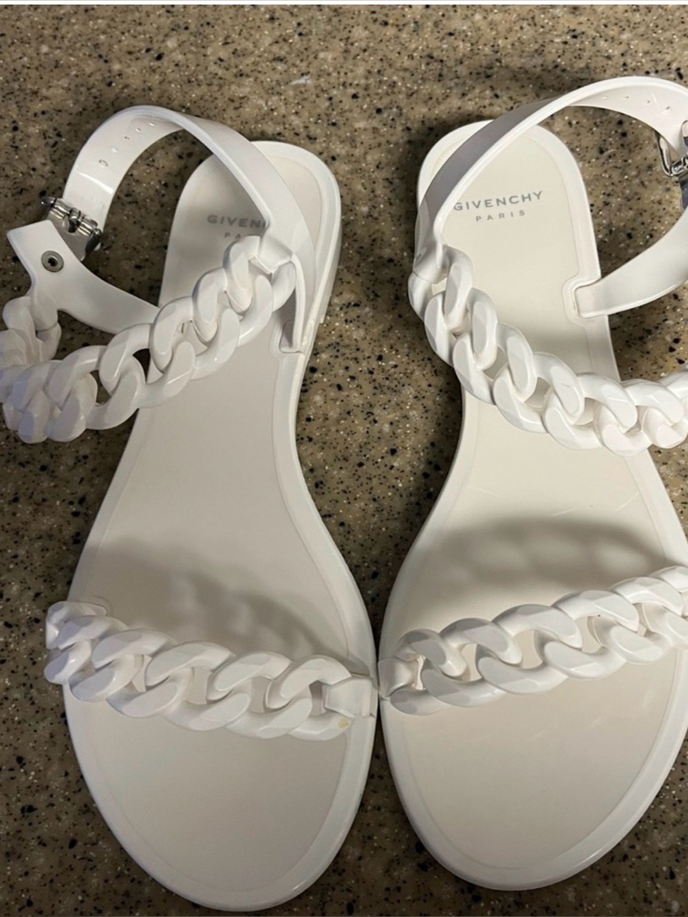 Givenchy White Chain-Link Jelly Ankle-Strap Sandals